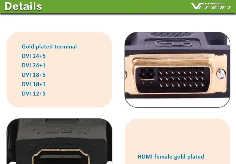 GOLD PLATED DVI 24+1 MALE TO HDMI CABLE LEAD WIRE 1M FOR TV - ANKUX.COM