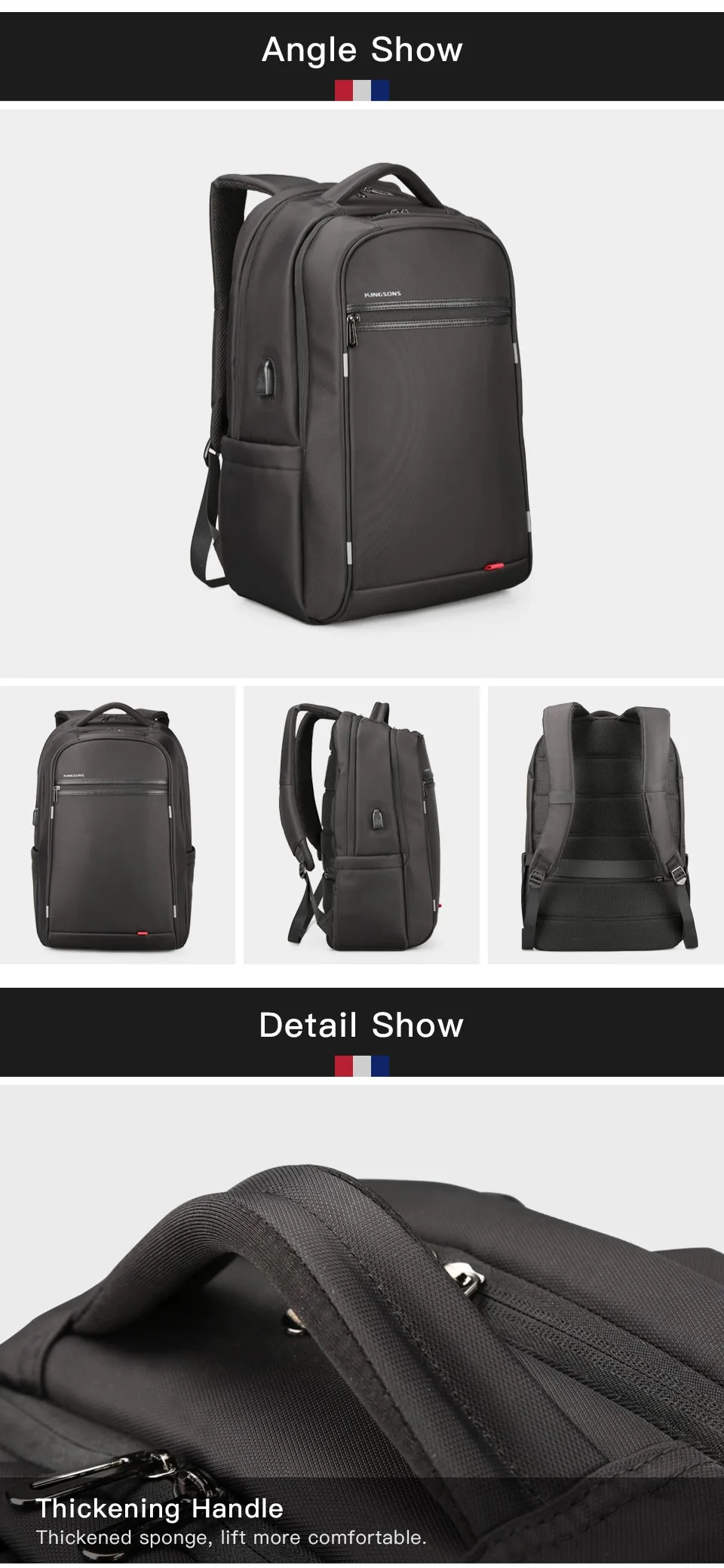 Kingsons Multifunction Usb Charging Men 17 Inch Laptop Backpacks For Teenager Fashion Male