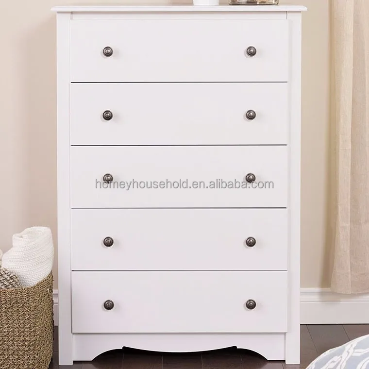 White Lacquered Chinese Chest Of Drawers Bedroom Side Cabinet