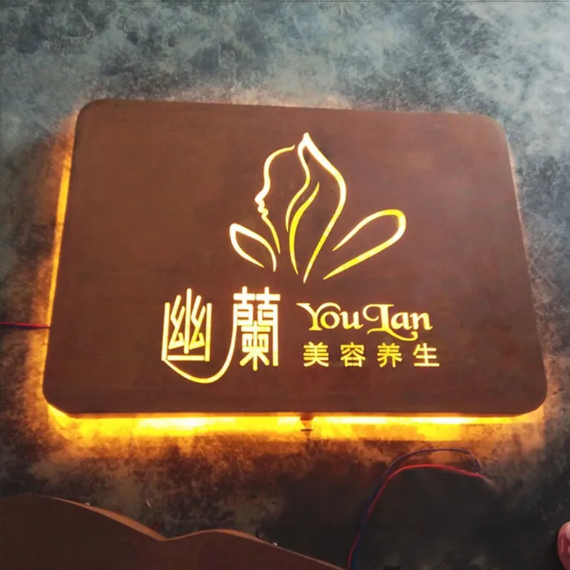 定制商店外门入口壁挂式 led 不锈钢背光牌匾