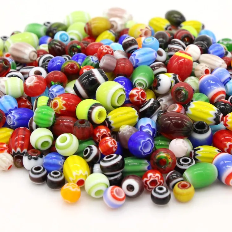 

Mixed bulk millefiori glass beads for jewelry making, Multicolor