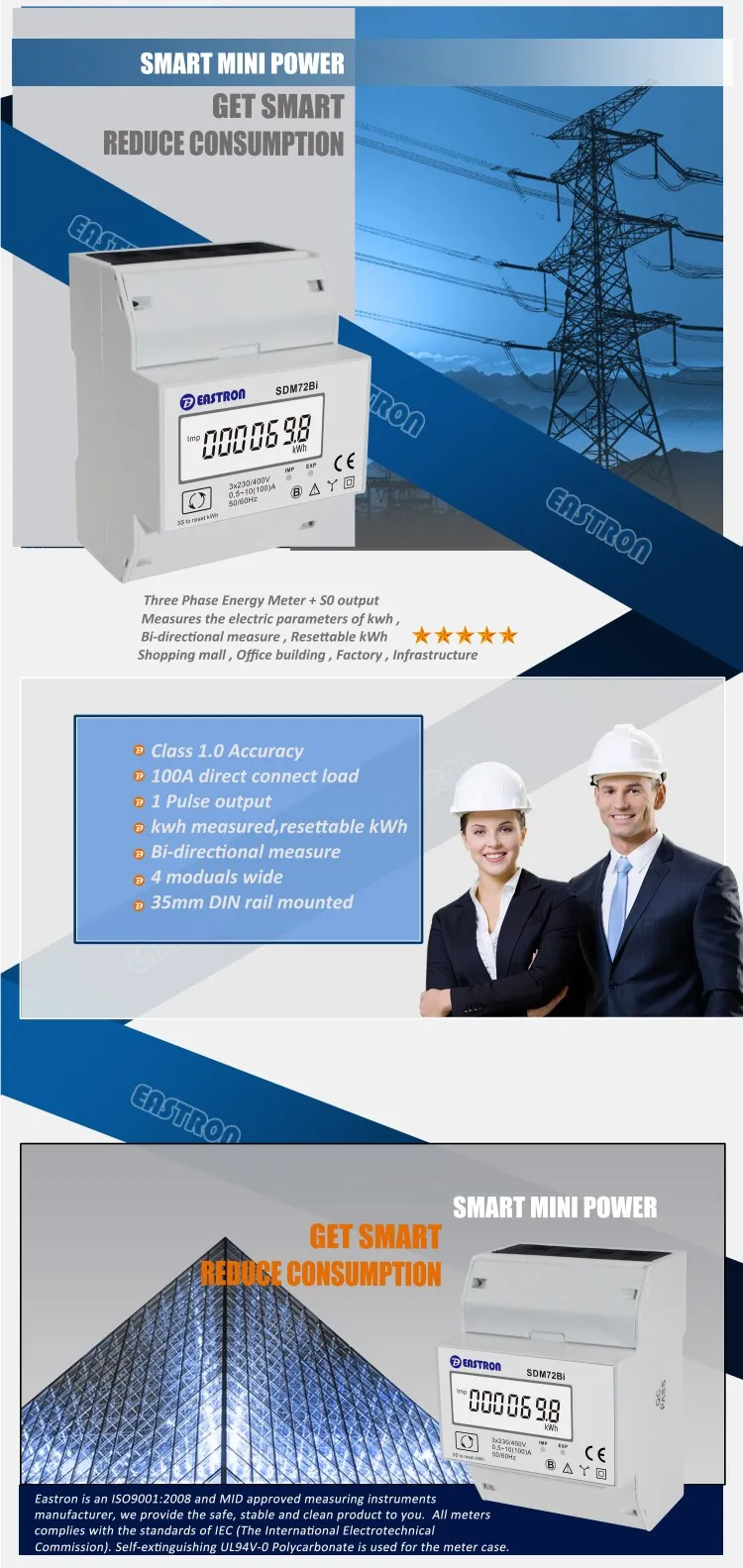 Sdm72bi 3 Phase Bidirectional Measurement Import/export Energy Din