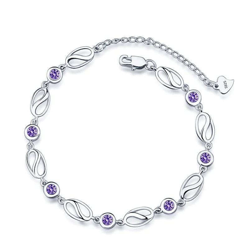 

Tryme Jewelry Wholesale Stock!bridal bracelet sterling silver charm bracelet fashion jewleries for women, Purple and white