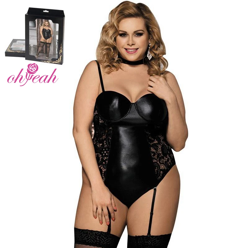 

Plus Size Erotic SM Sexy Black Leather Nightwear Lingerie, N/a