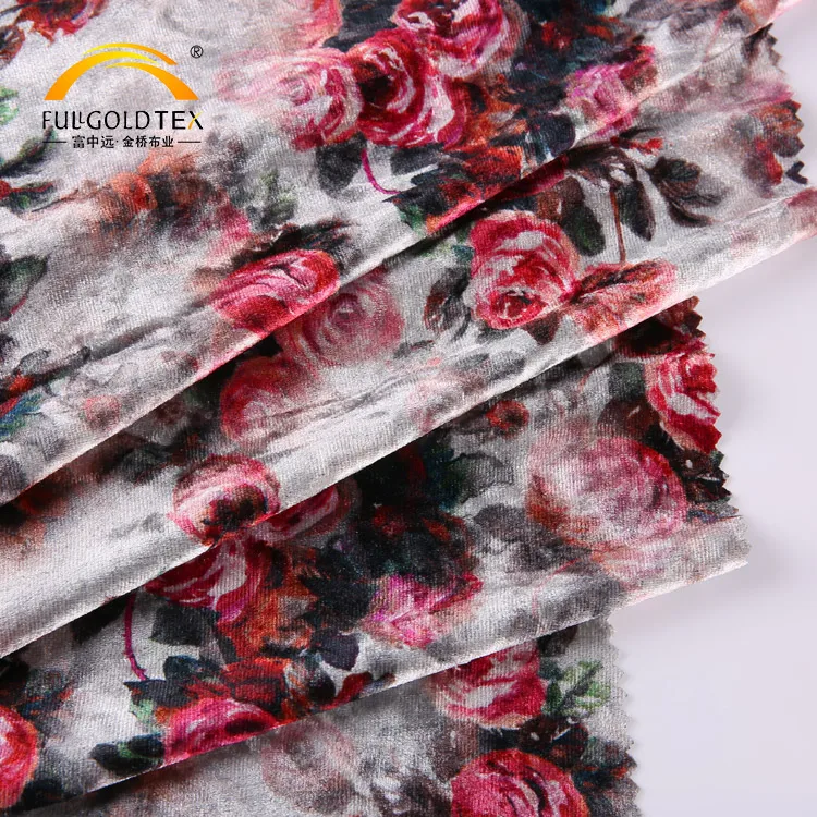 
High quality polyester spandex digital print diamond microfiber stretch velvet fabric 