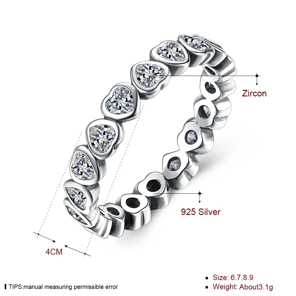 New Fashion Heart Shape 18K Silver Plated Ring Jewelry
