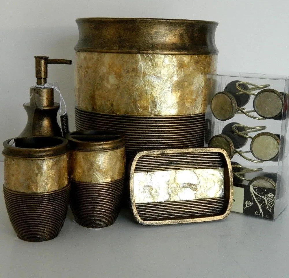 Ribbed Capiz Polyresin Bathroom Accessories Home Decor Set Buy