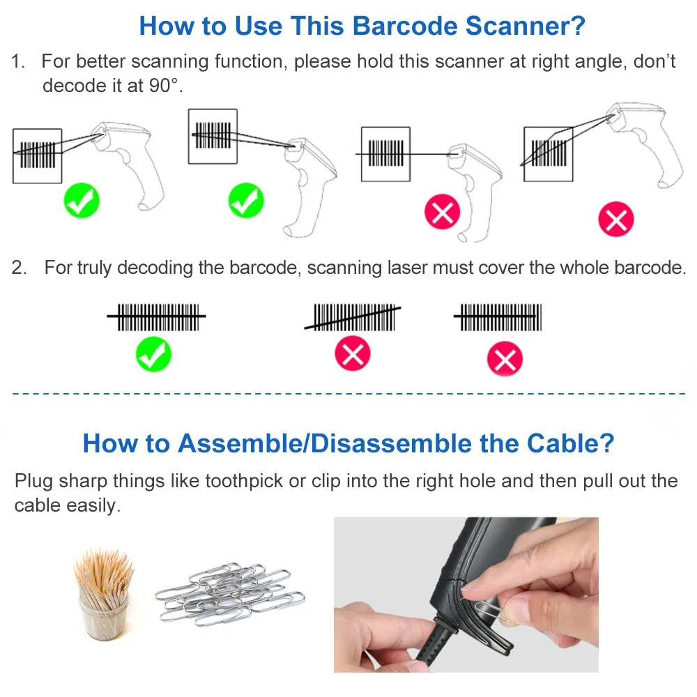 China Wholesale Handheld Wired USB Barcode Scanning Reader USB Barcode Scanner Machine