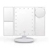 Lighted Makeup Mirror Trifold Vanity Mirror with 22 LED Lights with 2X/3X/10X Magnification Touch Screen Dimming Light Mirror