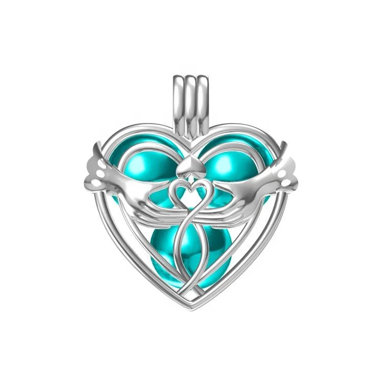 

Forever Infinity heart necklace jewelry 925 silver hand heart pearl cage pendant irish Celtic knot openable charms pendant