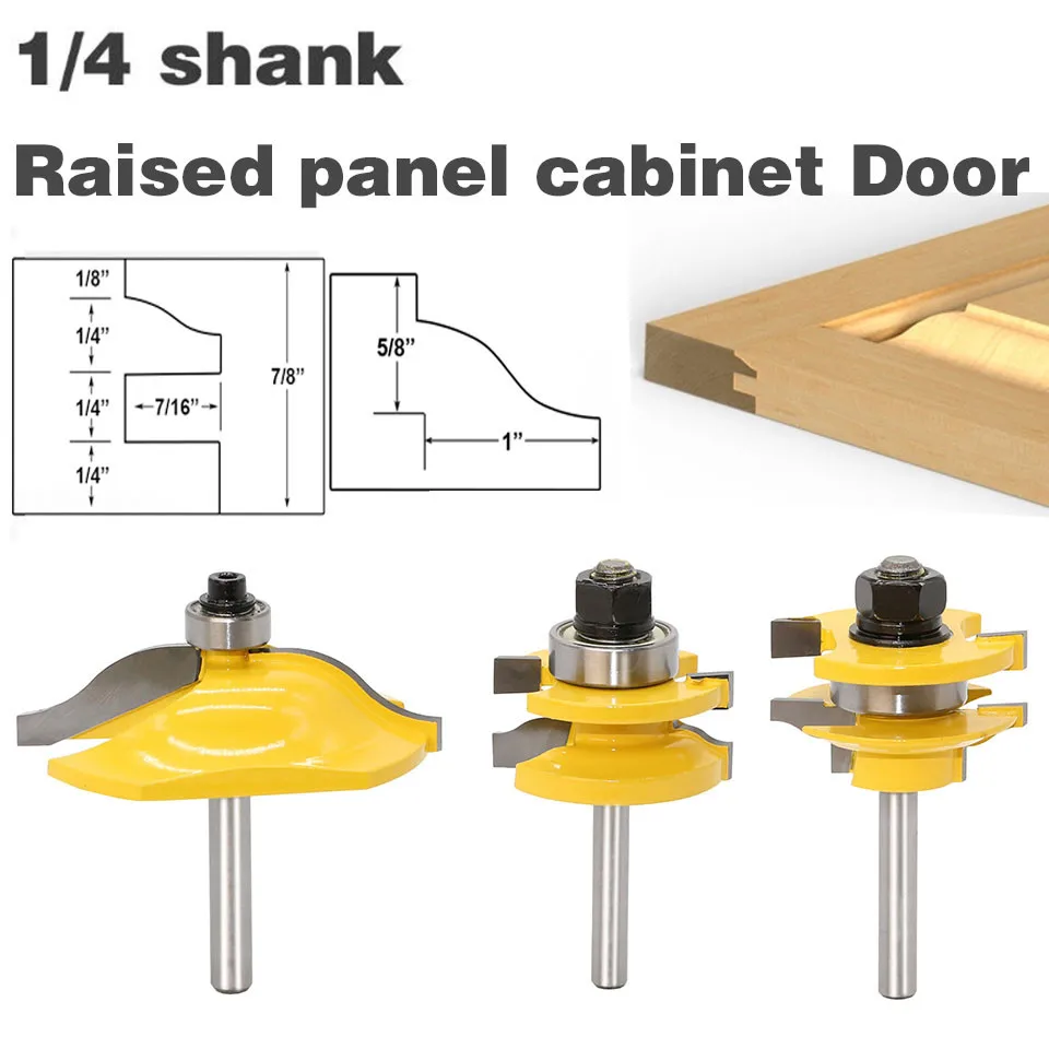3pcs Set 6 35mm Shank Router Bits For Wood Raised Panel Cabinet