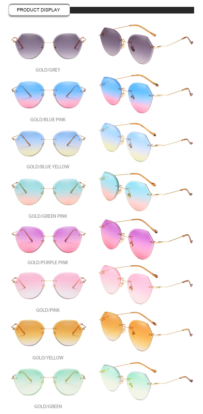 Popular Irregular Round Cutting Small Frame Women Custom Logo Sunglasses