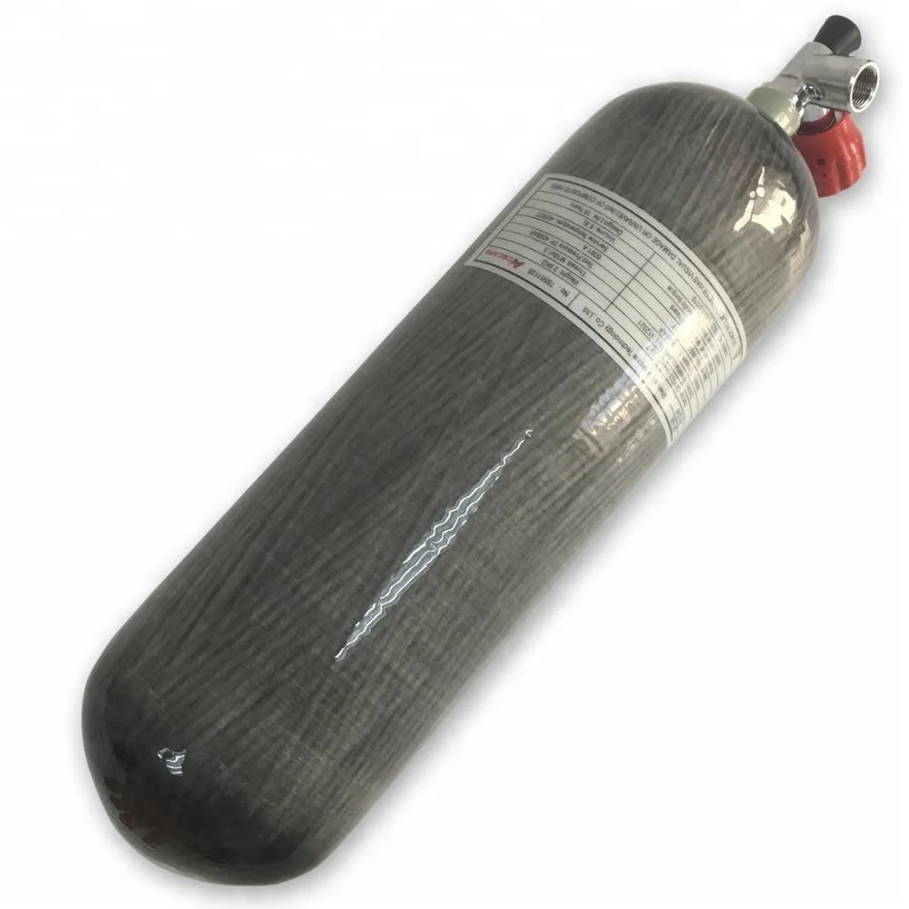 

Acecare high quality 6.8L CE carbon fiber oxygen scuba diving gas cylinder with red valve, Gray