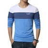 Spring New Arrival Men's T Shirt O Neck Patchwork Long Sleeve T Shirt Mens High Quality Cotton Cheap Wholesale Print T Shirts