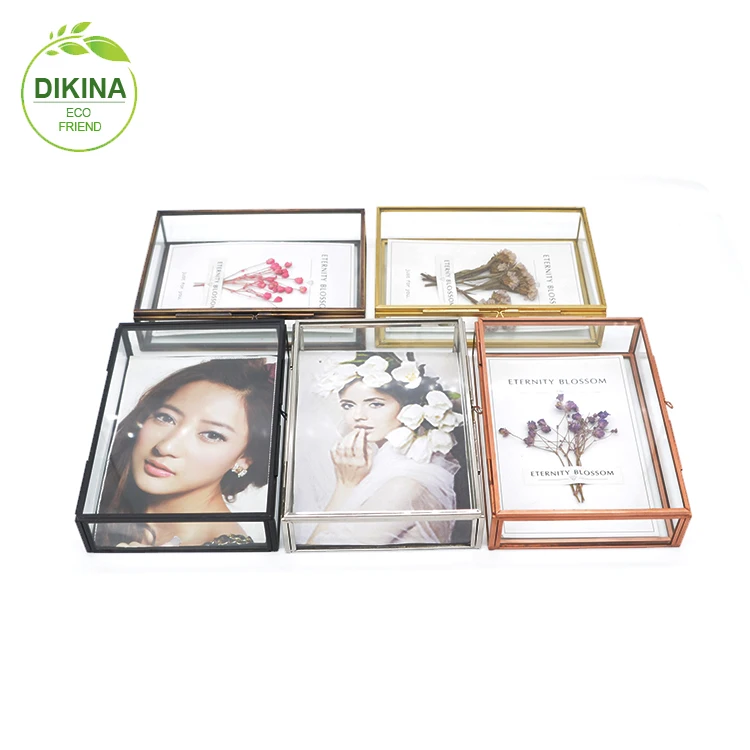 

4*6 5*7 8*10.....etc brass glass box with divided for photo and camera crystal flash drive{] divided glass photo boxes with USB