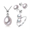fashion real natural freshwater pearl jewelry necklace ring earring jewelry sets