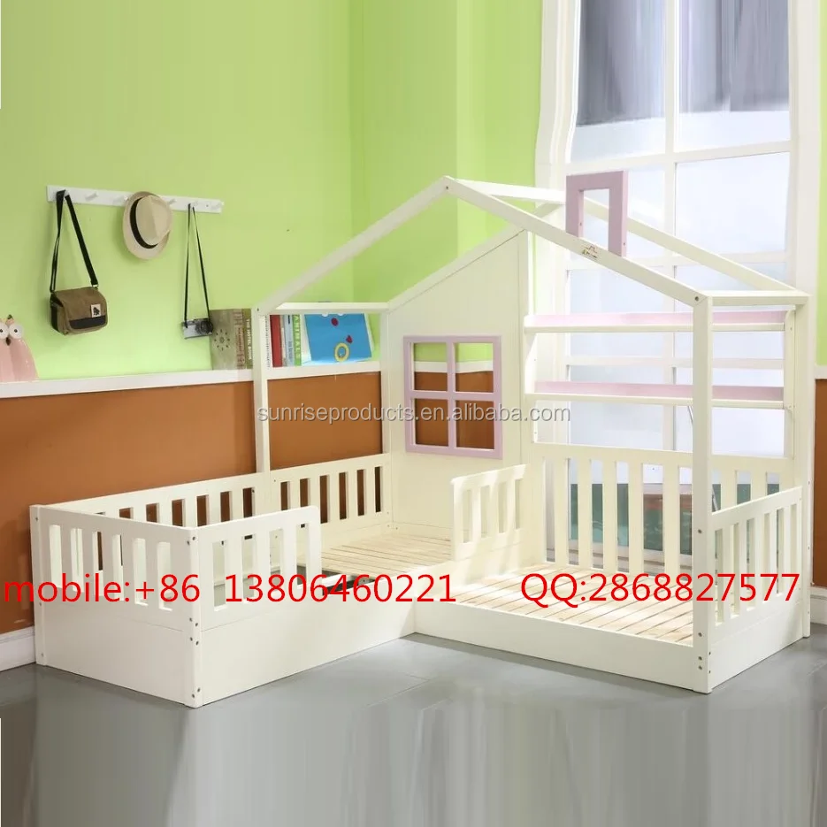 wood kids house bed .png