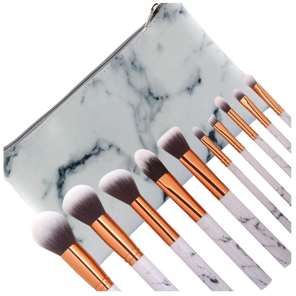 

10pcs Marble Makeup Brush Collection Set Cosmetic Brush High Quality Cosmetic Makeup Brush Set OEM brushes Private label, Rose gold