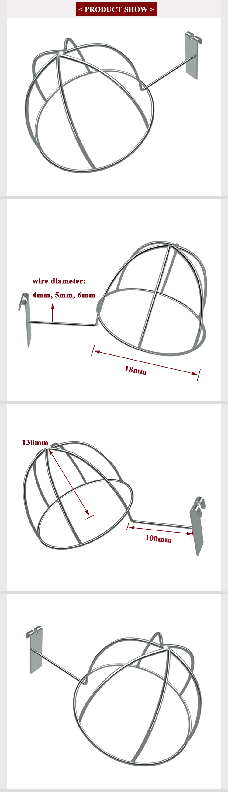 Hat Store Retail Display Mesh Cap Holder Metal Wire Gridwall Hat