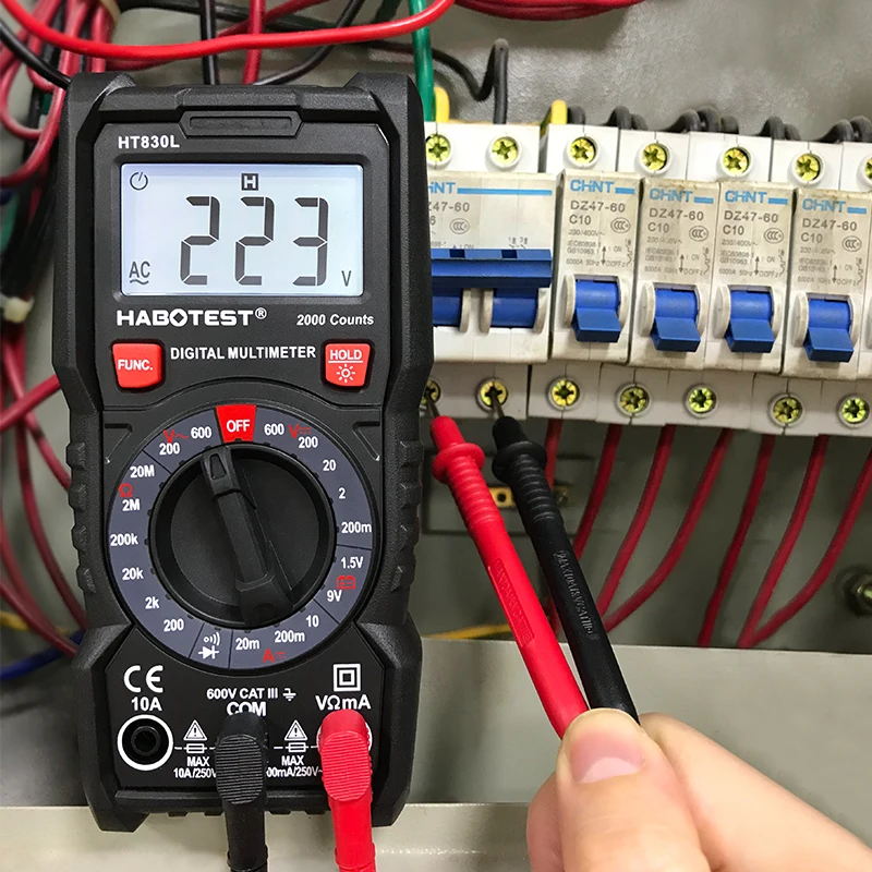 DC/AC Flashlight Function High Sensitivity Hand‑Held Resistance Capacitance Digital Multimeter Current Voltage for Electrician for Home HT113C 