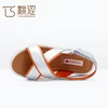 Hot Selling Goods In Stock Cow Split Colours Pu Upper material Rubber Outsole China Flat Beach Sandal Made In China