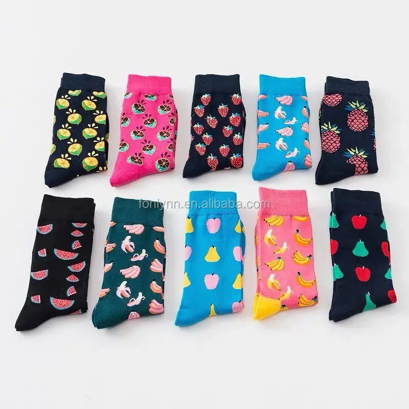 Assorted Colorful Premium Cotton Sock Gift Box for women men happy printed dress socks