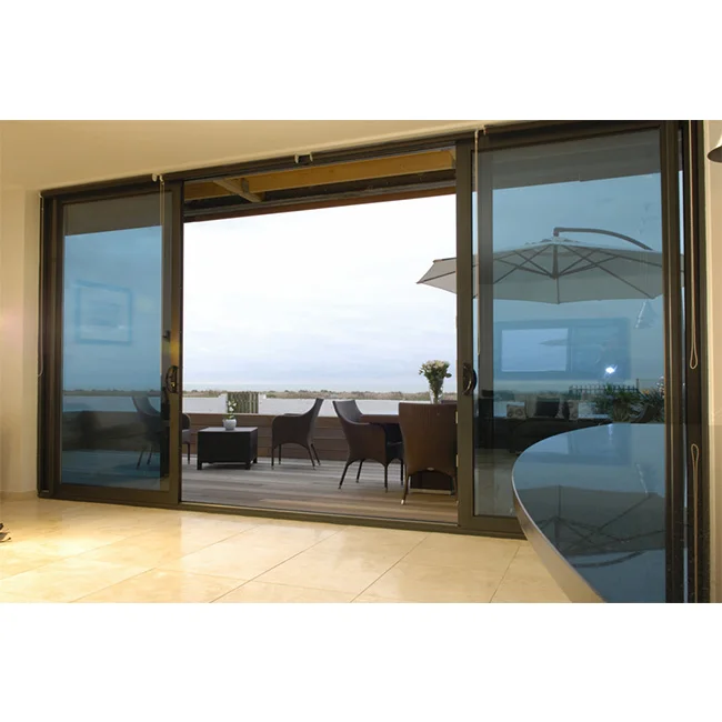 Double glass aluminum lift sliding door thermal break double safety glazing doors and windows