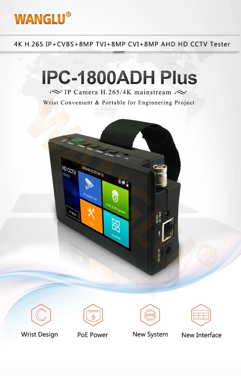 Details about   New IPC-1800ADH Plus 4" 4K H.265 IP CVBS CVI TVI AHD 5-in-1 CCTV Tester Monitor 