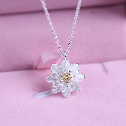 

MYLOVE Lotus flower charm necklace 925 sterling silver jewelry