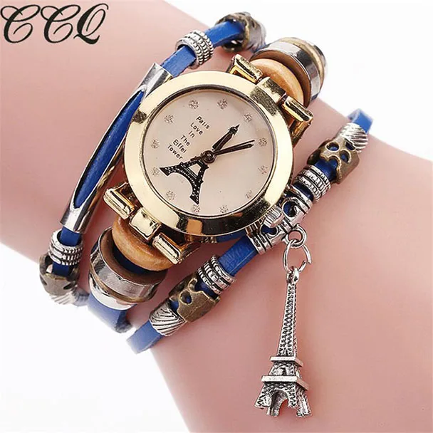 

Relogio Feminino Saat NEW CCQ Fashion Women Eiffel Tower Pendant Stainless Steel Quartz Wrist Watch Ladies Dress Watches Clocks