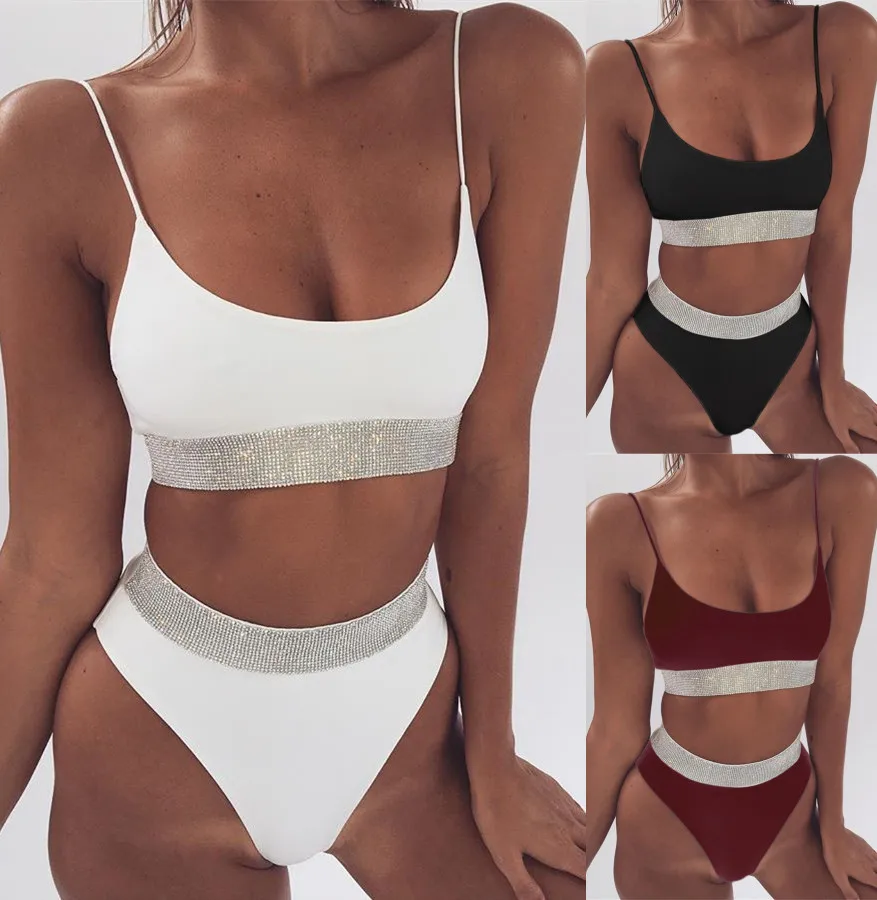 

2019 Best selling new hot sexy beach swimwear rhinestone sequin bikini set