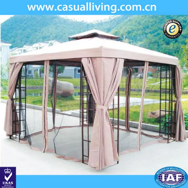 Metal Gazebo With Netting Tent Privacy Curtains Steel Frames Cover