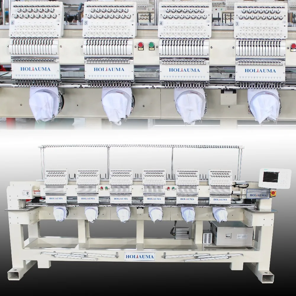 Computerized High Speed 6 Head Tubular Embroidery Machine With Dahao Touch Screen Control System