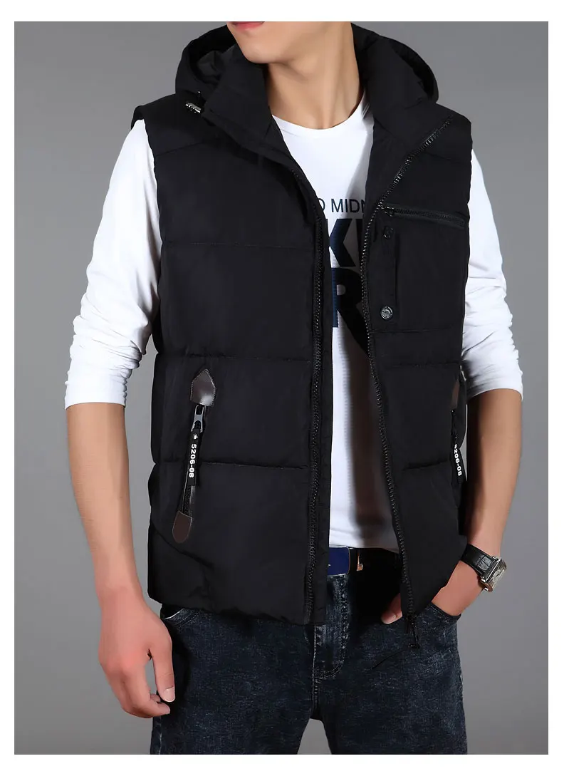Men's Padded Vest Jacket With Removable Hoodies Waistcoat - Buy Vest ...