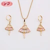 18K Gold Fancy Wedding Jewelry Set Necklace Earring Set