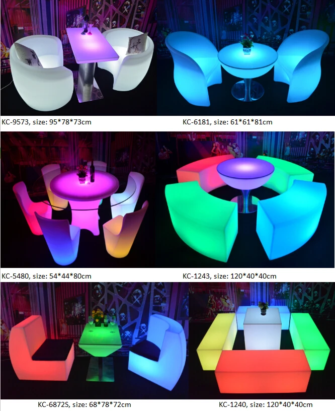 Leather Cushion Coffee Bar Outdoor LED sofa