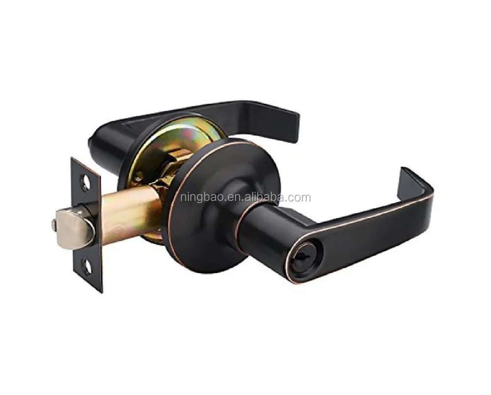 Door Handle Lock Matte Black Tubular Leverset Door Handle Lever Lockset