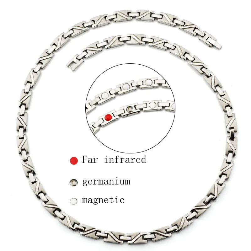 

inox Jewelry Health Energy Magnetic Necklace Infrared Germanium Pure Titanium Relieve Fatigue Cervical Spine Necklace Gifts