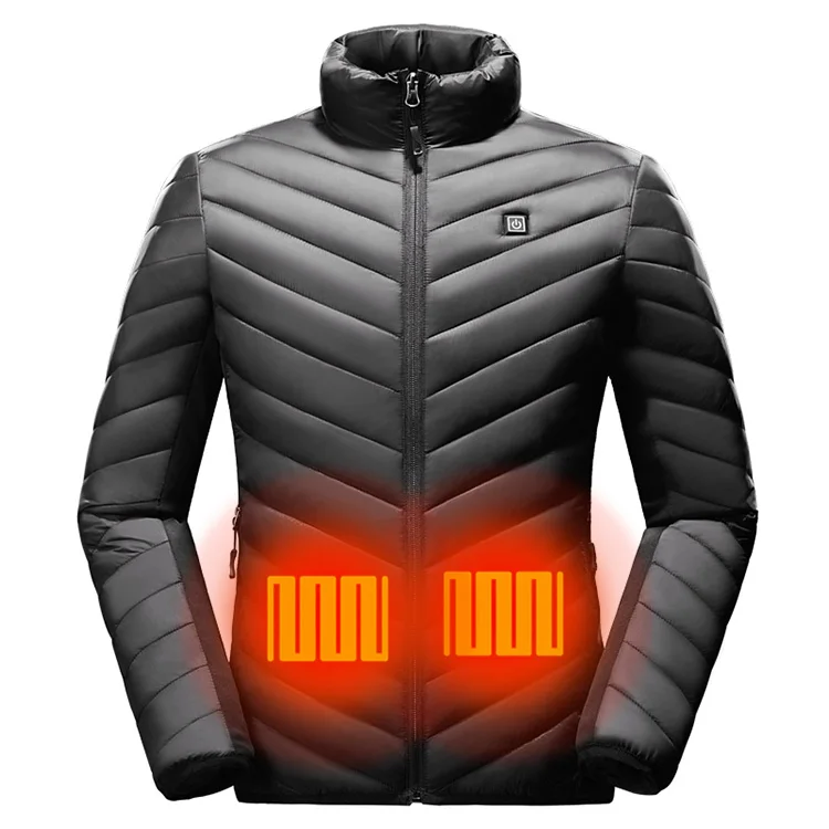 

winter heated jacket 5v men windproof coat with usb, Black