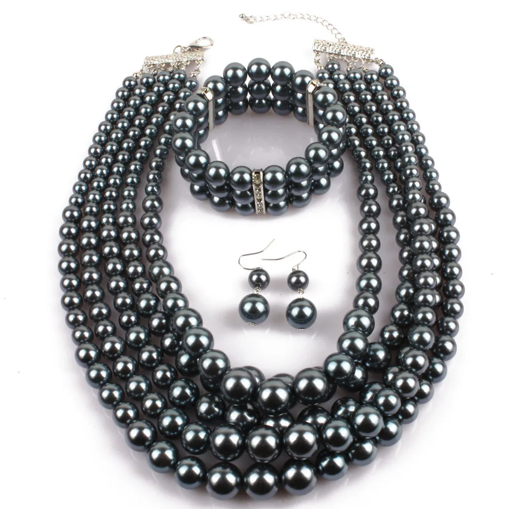 Africa Luxury Fashion Heavy Pearl Jewelry Set Pearl Necklace Bracelet
