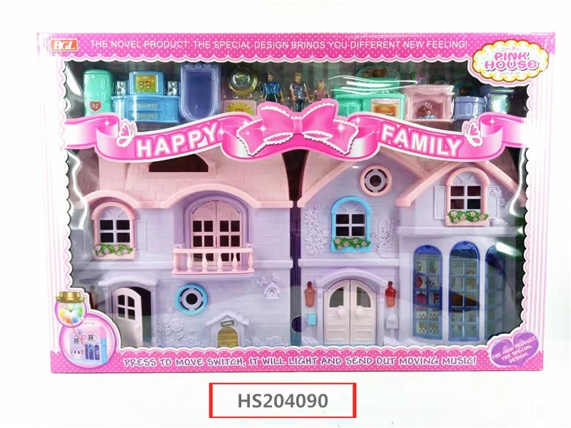 HS204090, Huwsin Toys, Pink house, Happy famili, Furniture set,Girl toy