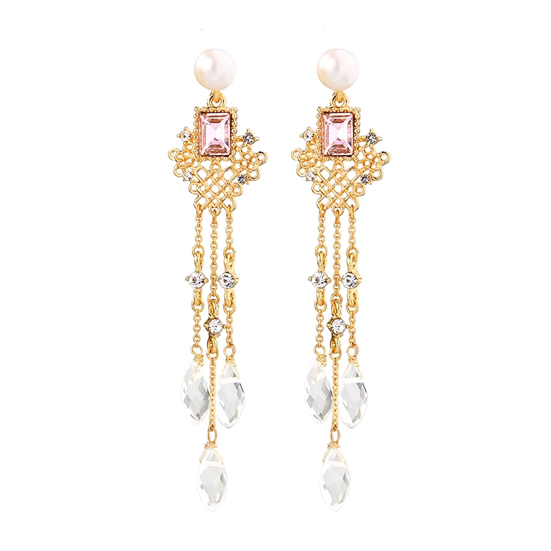 

e97957d Amazon Hot Selling Indian Ethnic Style Pink Glass Ear Chains Gold Jewelry With Price