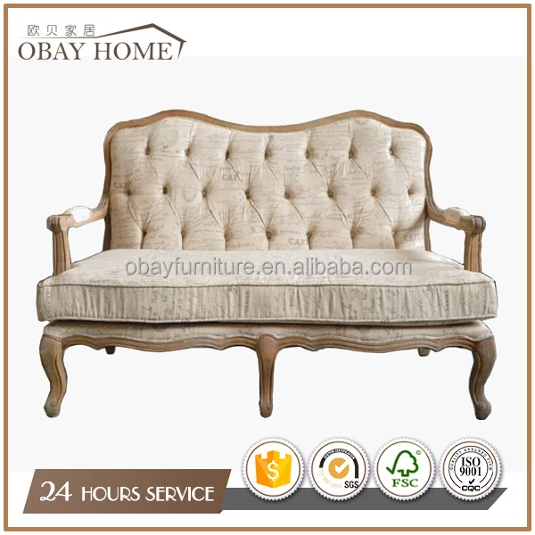 Accent On Tufted Back 2 Seater Sofas Antique French Solid Wood On Tufted Back 2 Seater Sofas