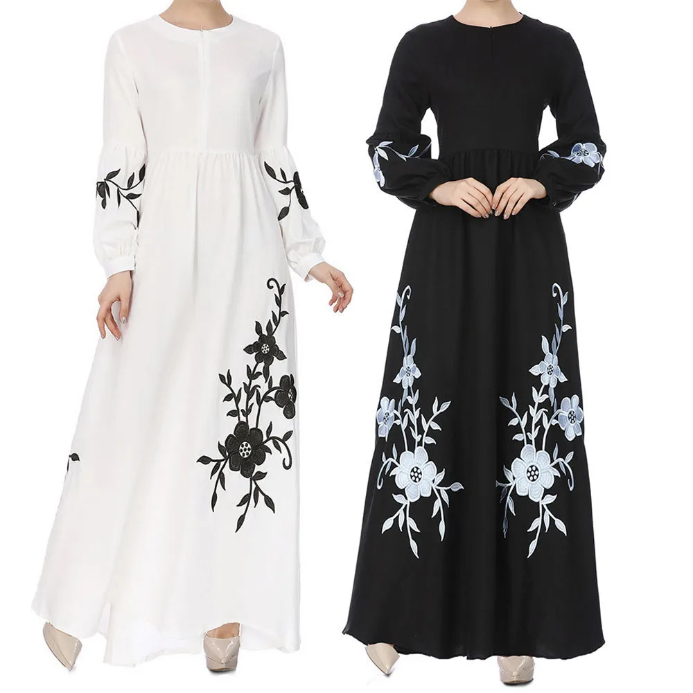 

Long Maxi Dress Vintage Dresses Kaftan dubai Islamic clothing abayas for women Womens Muslim Chiffon Long Sleeve