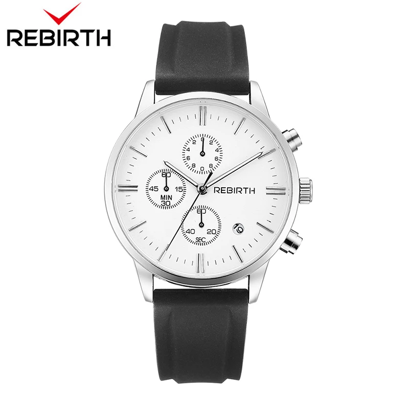 

Relojes Hombre Luxury Rebirth Brand Minimalist Men Casual Silicone Business Calendar Clock Waterproof Fashion Quartz Watch Hot