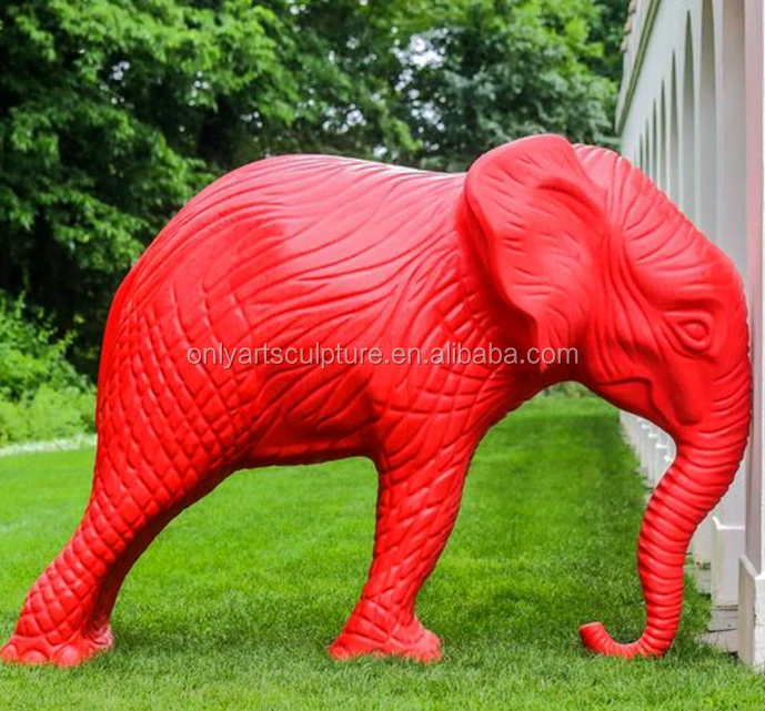 Hot Sale Naughty Life Size Resin Red Elephant Statue For Home Hotel