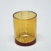 Sculpture pattern design recycled amber glass candle jar
