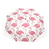 Beautiful Pink Flamingo Pattern Design Automatic Sun Rain Windproof Paraguas Three Folding Umbrella