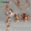 Wollet top selling stainless steel rose gold plated jewelry sets
