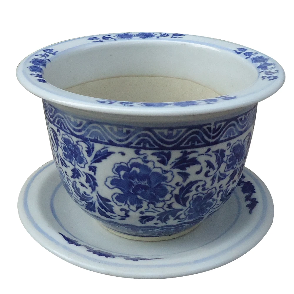 Traditional Ceramic Chinese Flower Pot Painting Designs For Garden Use